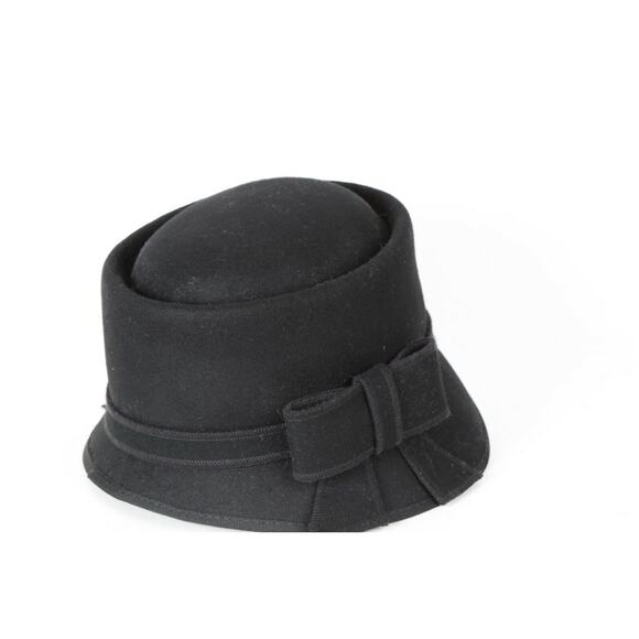 Vintage Scala Black Wool Round Elegant Hat One Size